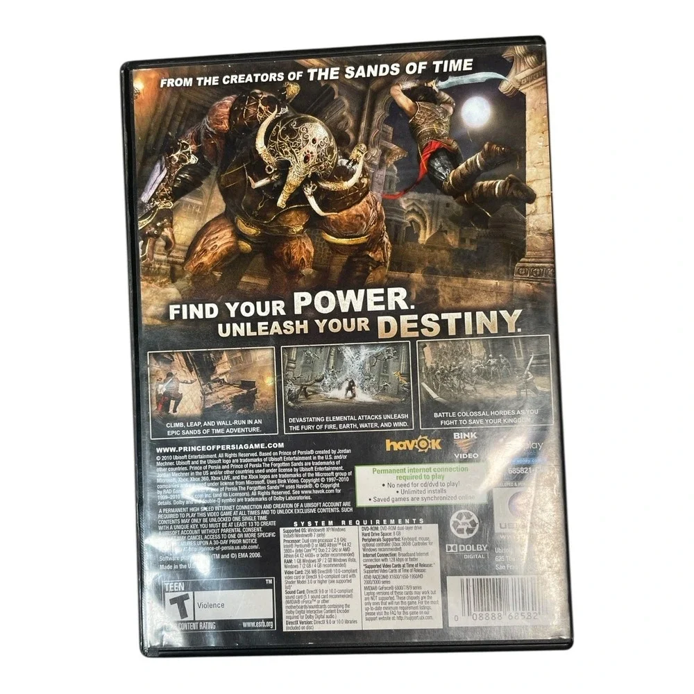 Prince Of Persia The Forgotten Sands PC DVD Video Game